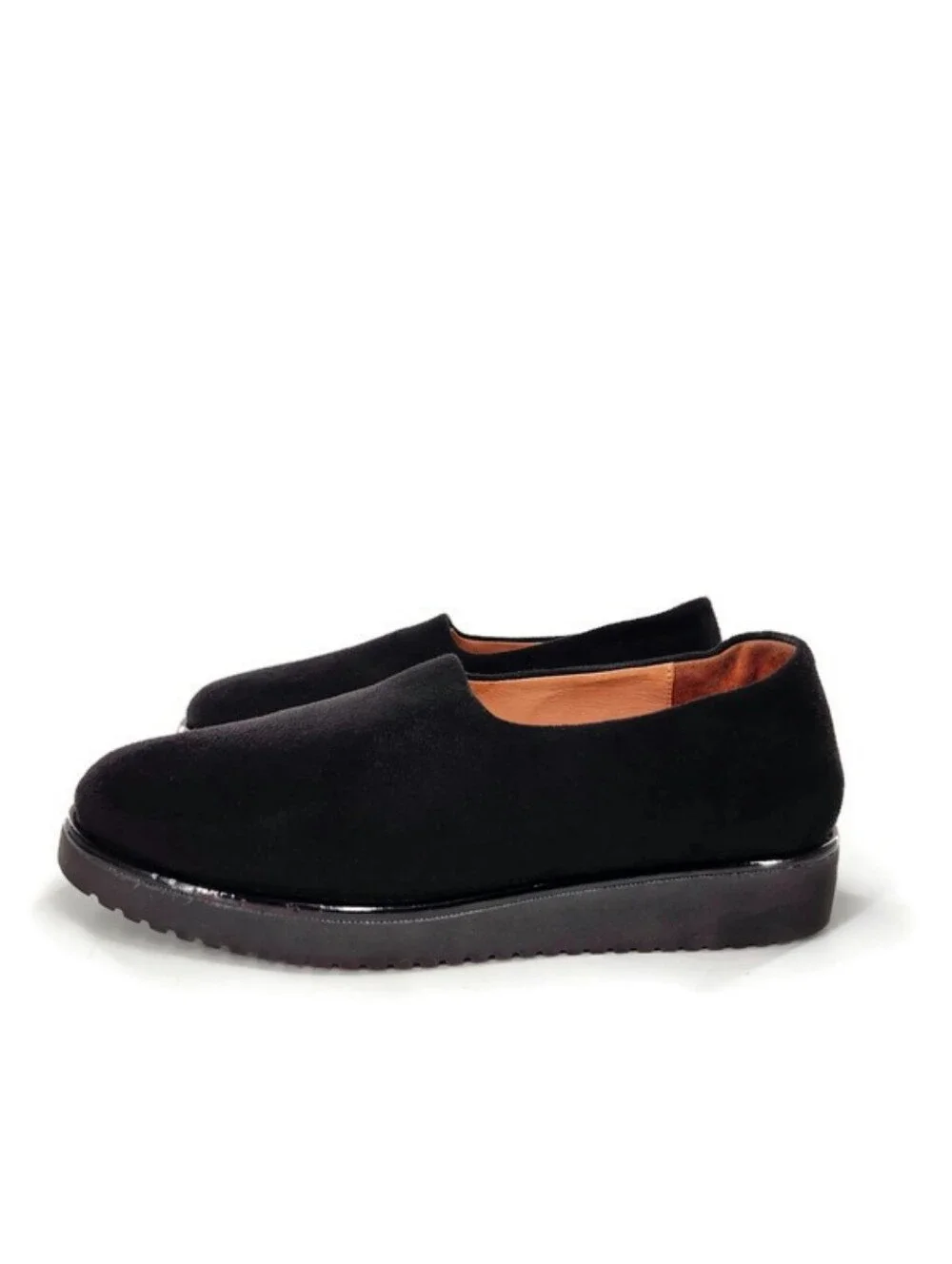 L'Amour Des Pieds Black Soft Vegan Suede Round Toe Slip On Flat Comfort Loafers
